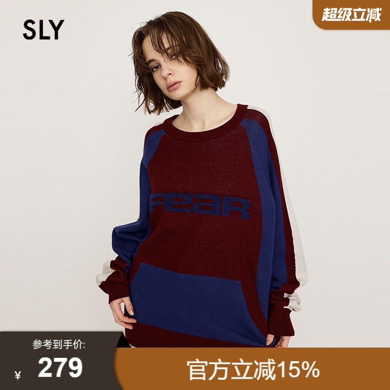moussy 24冬季新品美式复古撞色宽松慵懒感针织毛衣030HAZ70-4511