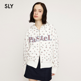 SLY2026早春新品温柔甜美风满印碎花连帽卫衣外套女030JSZ90-0681