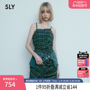 新品 Y2K复古怀旧格纹捏褶吊带连衣裙女030HSM33 2024夏季 SLY 1700