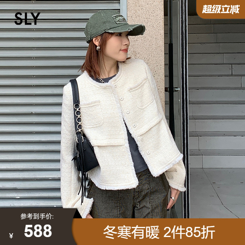 SLY2024冬季新品千金马琳德小香风短款外套女038HAM30-0181