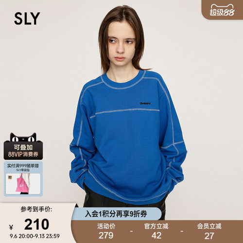 SLY 24春季新品美式休闲宽松棒球圆领套头卫衣女030HAR80-4991