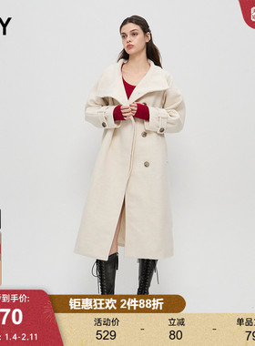 SLY 2024冬季新品都市通勤高智优雅长款毛呢大衣女030HAA30-2671