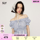 衬衫 法式 田园风花边领收腰短袖 2421 女030ISZ30 2025夏季 SLY 新品