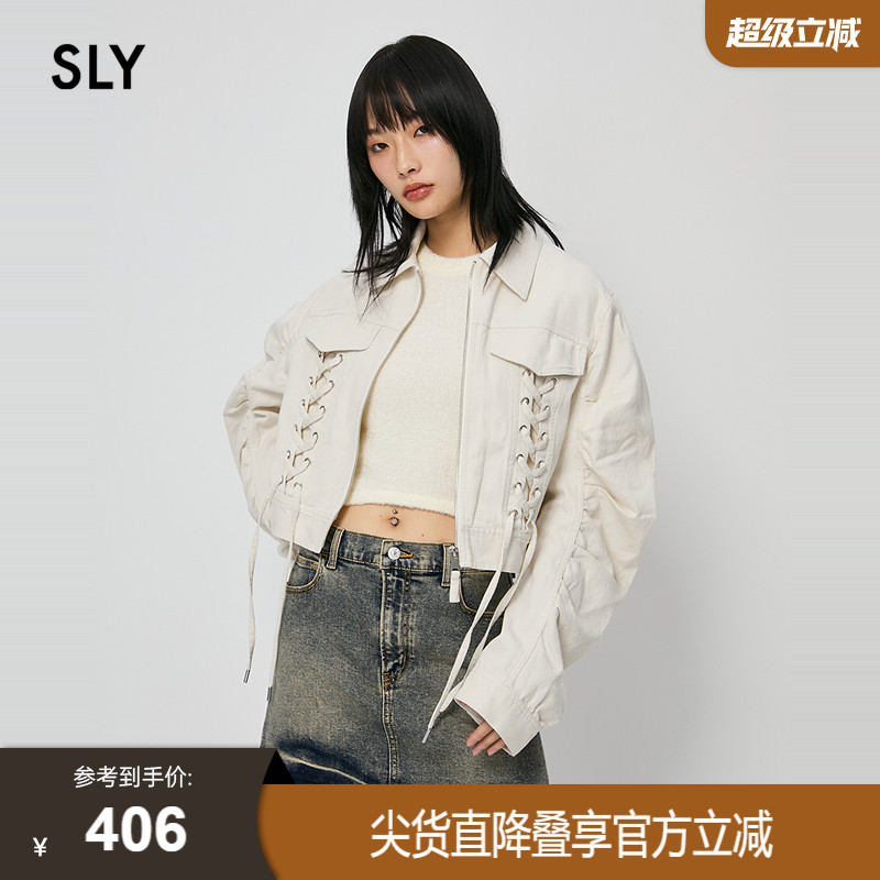 SLY24冬季新品酷辣街头短款工装抽绳夹克外套女038HAM30-0191