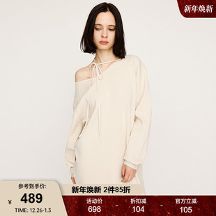 1331 慵懒oversize系带领罗纹针织连衣裙030IAR73 SLY2025秋季 新品