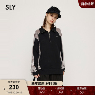 复古运动撞色丝绒拼接卫衣030HAA90 SLY 美式 新品 2591 24冬季