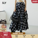 SLY 2401 复古vibe拼接不规则半身裙女030HAA31 冬季 新品