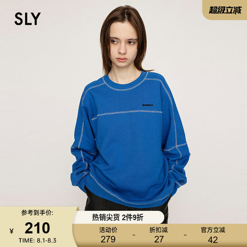 SLY 24春季新品美式休闲宽松棒球圆领套头卫衣女030HAR80-4991