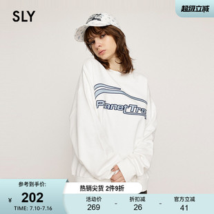 SLY 春季新品休闲中性风撞色印花圆领套头卫衣030HAA90-3721