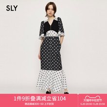 SLY 夏季新品复古少女花卉图案喇叭袖连衣裙女030GSZ33-4210