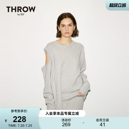 SLY春季新品THROW系列不规则露肩设计针织衫030HA070-2031