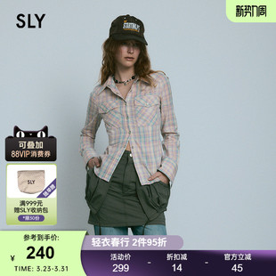 女030HSZ30 做旧日杂风学院感格纹收腰衬衫 2520 春季 SLY