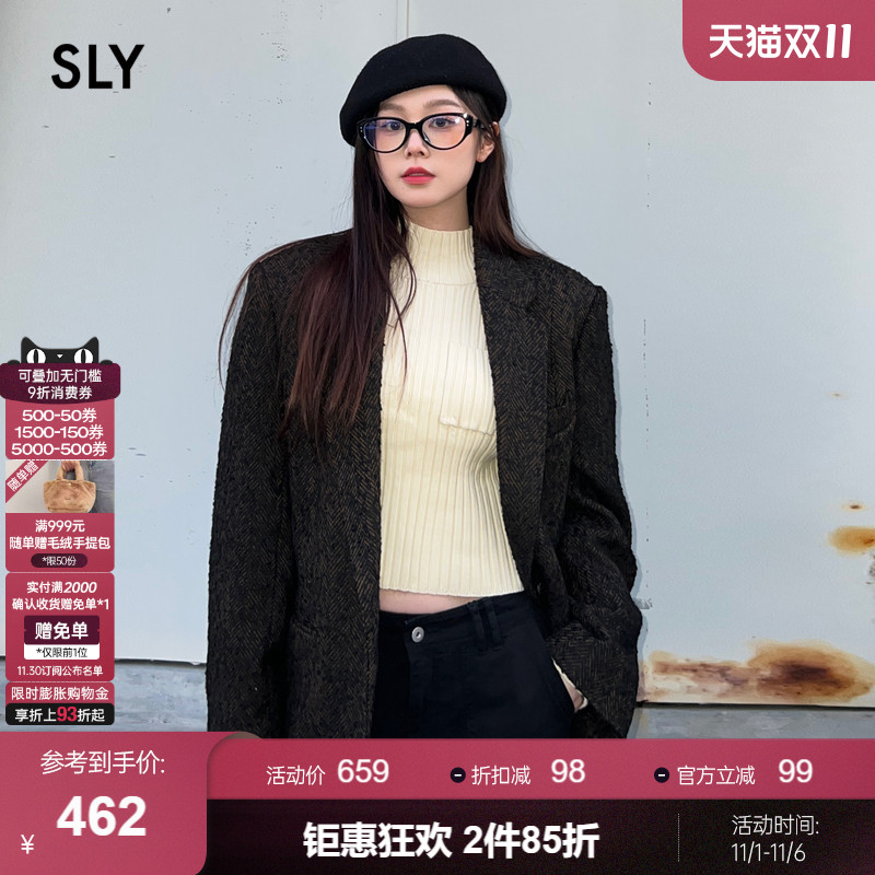 sly复古学院风大廓形西装外套