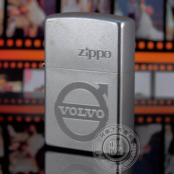 原装正品Zippo经典磨砂面煤油防风打火机订制雕刻沃尔沃汽车标志