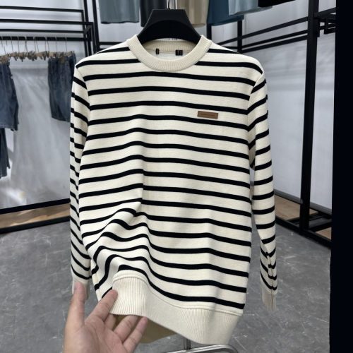 【H家】你要的条纹！还是正品折扣品牌剪标加绒保暖针织毛衣N020