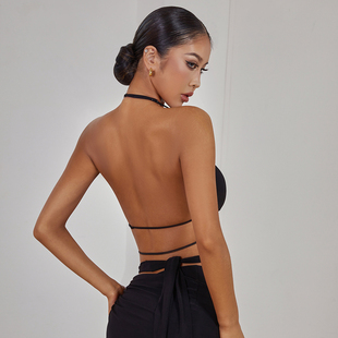 ZYM 挂脖内衣美背可外穿内搭拉丁舞服成人上衣女2423 同步心跳