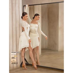 ZYM【华灯初上】半裙高开衩拉丁舞练功服女带底裤飘逸层次感25067