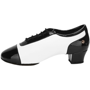 ADSMISSFUN系男拉丁A3018 19白色软牛皮拼亮皮漆皮练习专业艺考舞