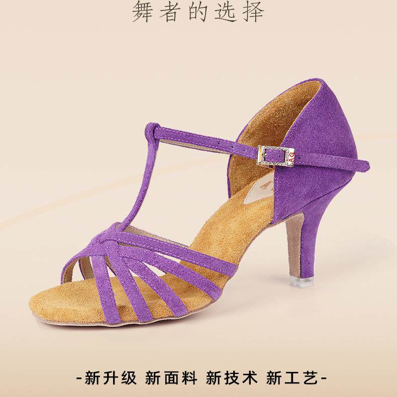 AG拉丁舞鞋新版T字带进口反绒皮软底防滑耐磨透气排排汗吸湿L011