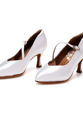 ADSmissfun舞鞋华尔兹探戈A5045款女白色摩登英普跟专业艺考跳舞