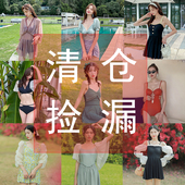 连体分体保守泳衣女比基尼仙气遮肚显瘦性感温泉泳装 清仓 特价