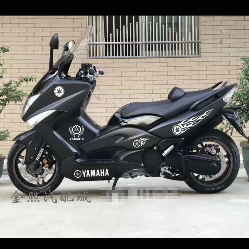 适用雅马哈摩托车踏板电动车鬼火福喜迅鹰改装饰车标反光减震贴纸