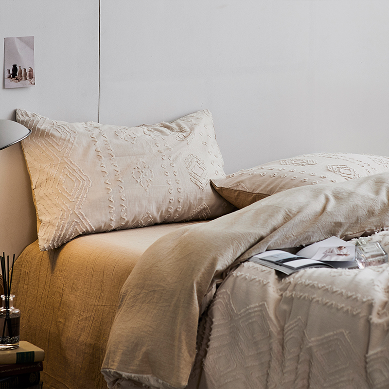 床单款四件套全棉简约剪花