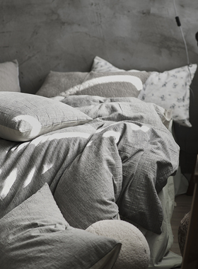 Zijpe~Valen灰色系北欧全棉床上床单四件套纯棉水洗棉被套床笠