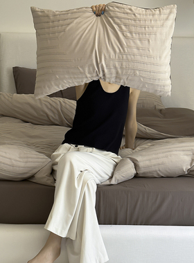 Zijpe~垞寂复古风简约AB版单品枕套全棉纯棉枕头套48*74cm一对装