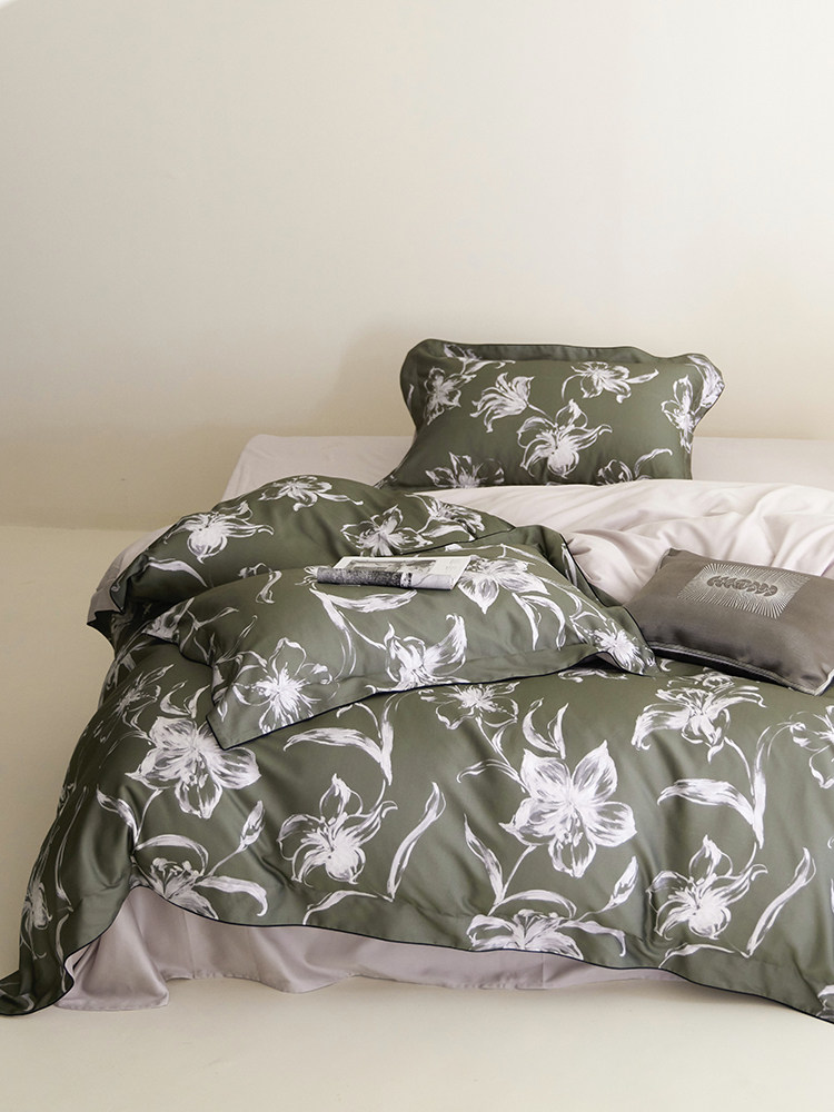 夏朵~高端轻奢数码印花100s天丝棉床单被套四件套亲肤床笠式床品