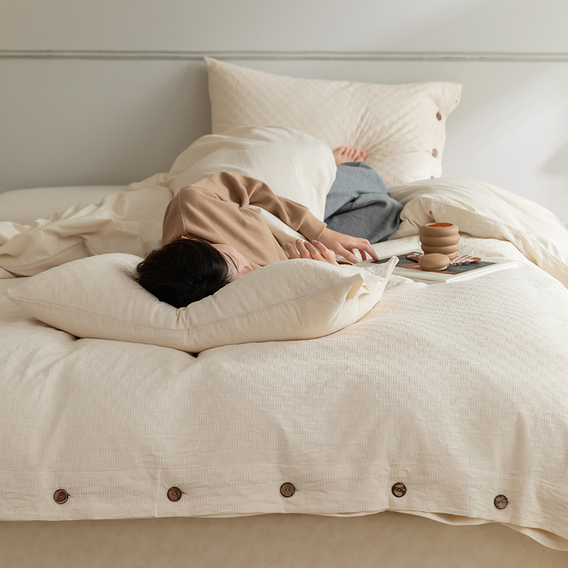 流行棋盘格四件套棉复古提花床品