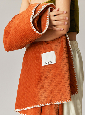 仔普出口华夫绒毯Waffle Blanket加厚午睡毯毛毯秋冬简约华夫格款