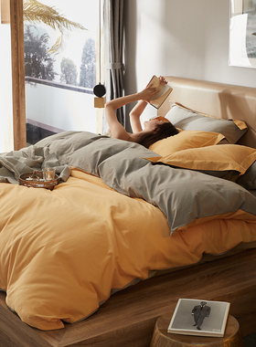 北欧 更细腻的100s磨毛面料春秋季全棉床上四件套纯棉保暖1.8米