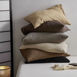 Zijpe 48cmx74cm床品 美拉德亲肤A类双层纱全棉纯棉枕套纱布一对装