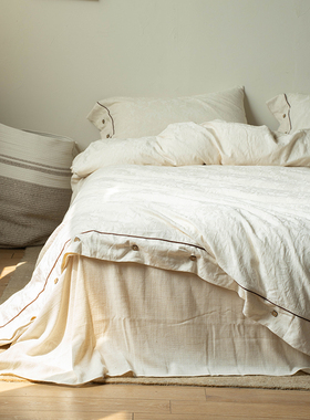 Zijpe~四季纽扣款提花60s床单被套四件套全棉纯棉床笠式百搭床品