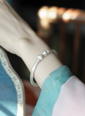 手镯女古法磨砂时尚开口南瓜蒜头实心合金镯子送女友礼物