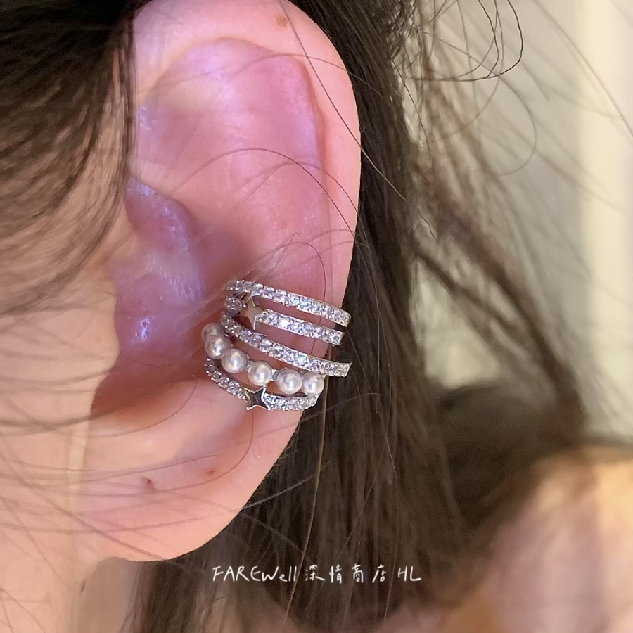 韩版个性多层镶钻耳环耳夹