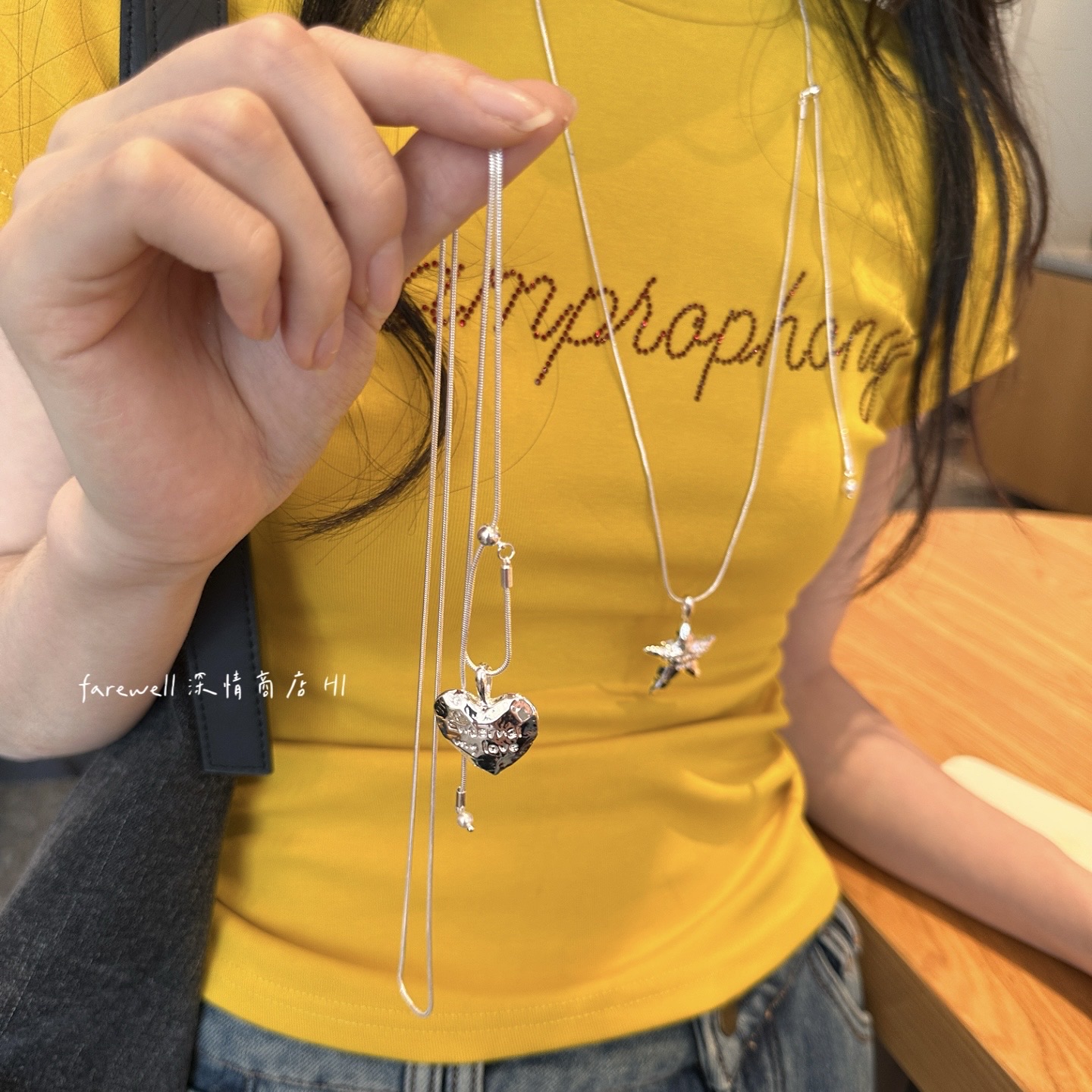 大爆款！五角星小众颈链项链女款2025新款抽拉爱心锁骨链毛衣链女