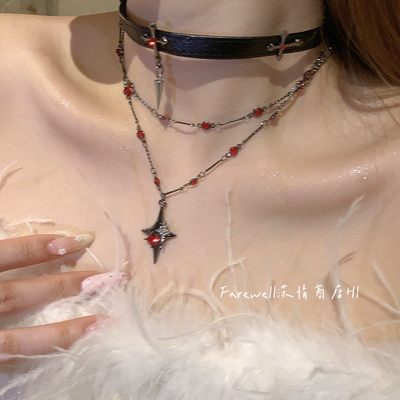 十字架爱心项链女小众设计感颈链甜酷辣妹choker项圈黑色锁骨链