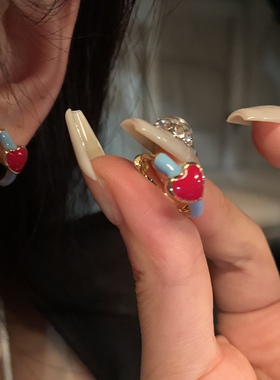 爆款~ 小巧精致蓝色耳圈爱心耳环小众设计感高级耳钉女2024耳饰女