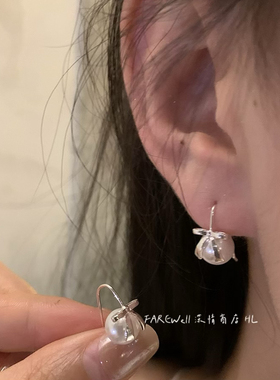 独特设计925蝴蝶结耳环高级轻奢甜美气质小众耳饰耳钉ins2024新款