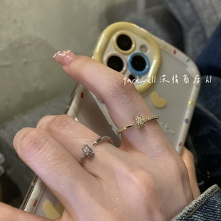 卡家设计师款食指节轻奢锆石钉子戒指女可调节精致细款指环高级感