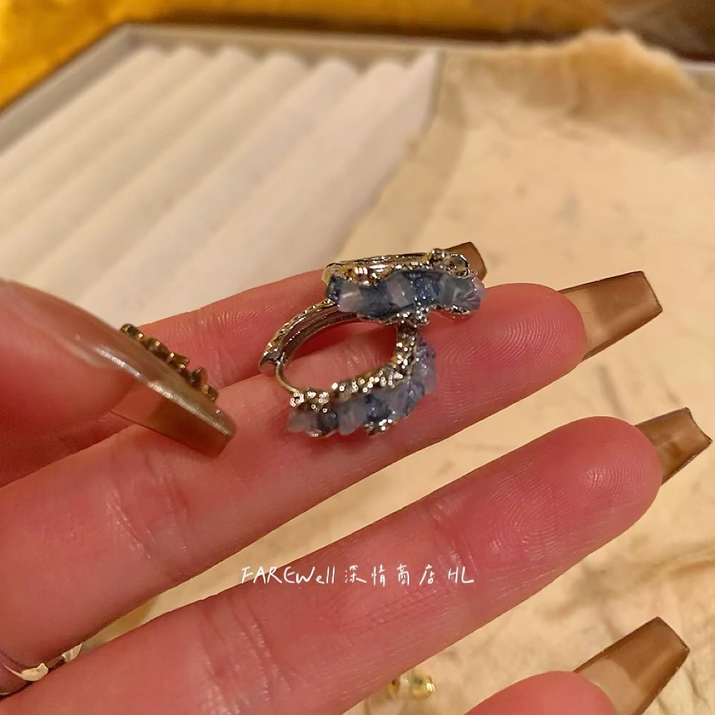 冷色石耳环！街潮百搭~