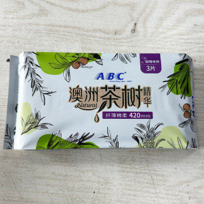 abc卫生巾夜用超长茶树420mm