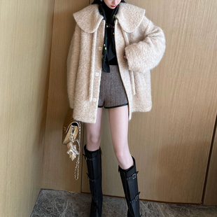 高级感毛呢外套女 上衣秋冬新款 2024休闲时尚 小景设计感小众女装