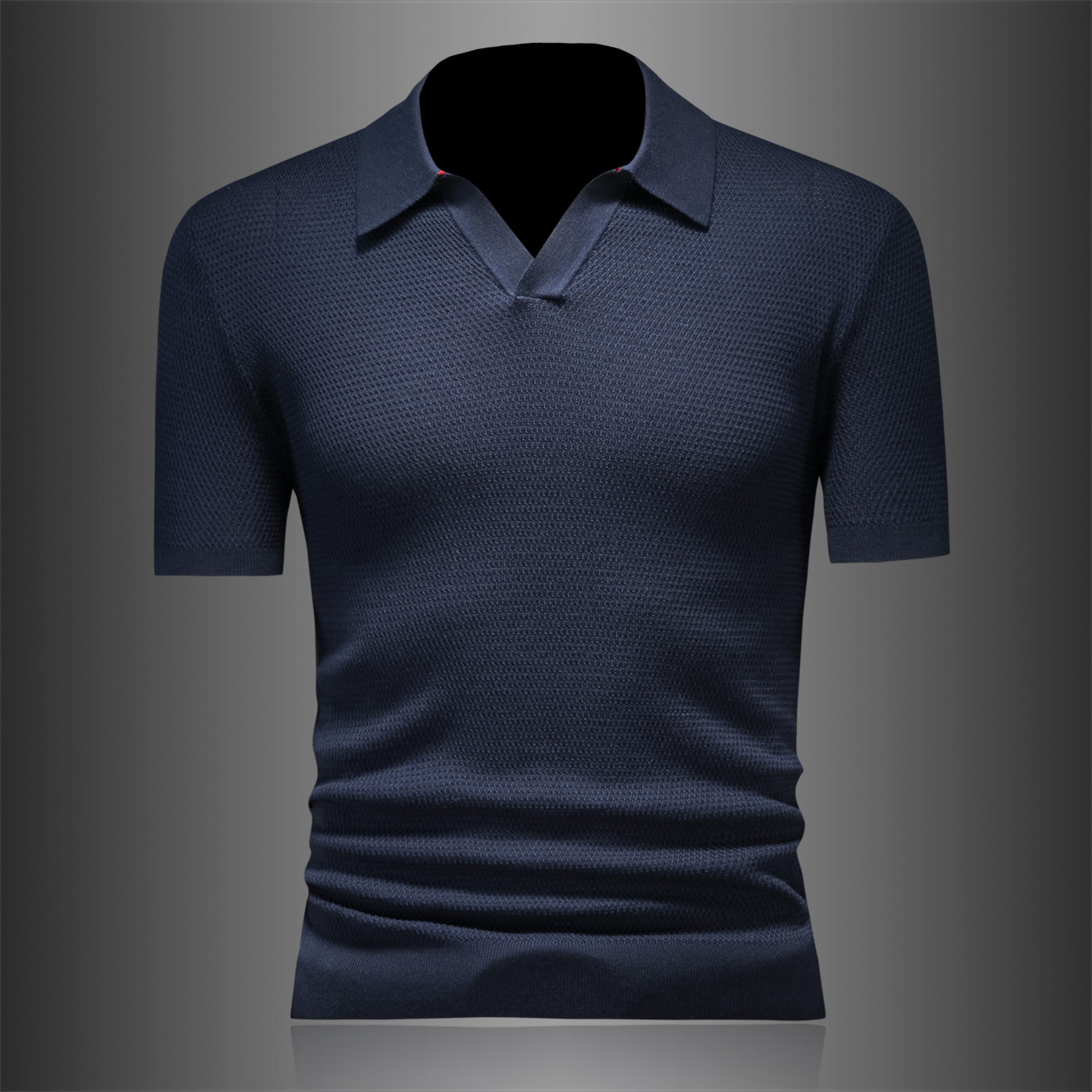 钱塘大厦夏新款薄莱赛尔％毛衣短袖男针织提花26159/p110，男装Polo衫，钱塘7038(原5007）