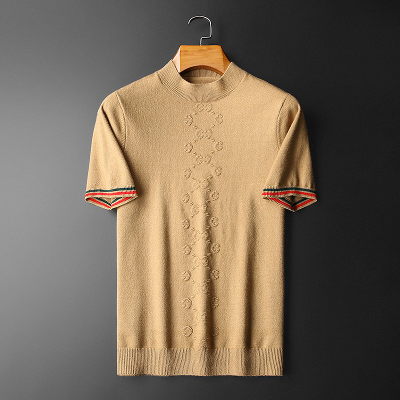 25新品秋冬男士羊毛衫圆领半袖刺绣厚毛衣针织衫打底衫53087p125，男装针织衫/毛衣，钱塘7038(原5007）