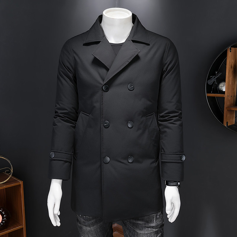 男士中长款羽绒服西装领白鸭绒羽绒服潮流长款8661/P355长期有货，男装羽绒服，钱塘7038(原5007）