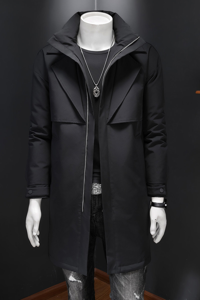 2026男士立领羽绒服休闲纯色商务白鸭绒长款外套86613/p335,男装羽绒服,钱塘7038(原5007）