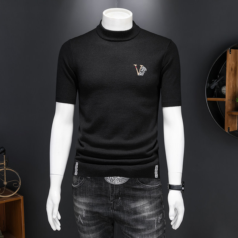 25秋冬季男半高领刺绣厚毛衣羊毛衫针织衫打底衫9198p125长期有货，男装针织衫/毛衣，钱塘7038(原5007）